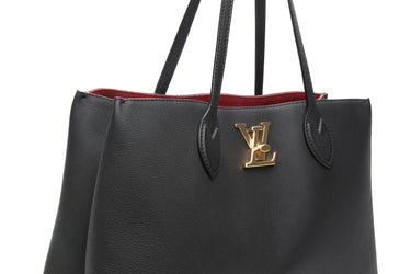 LOUIS VUITTON Black Noir Leather Lock me Shopper Bag