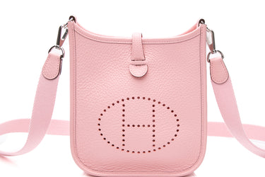 HERMES Rose Sakura Evelyne TPM Clemence Leather Palladium Hardware