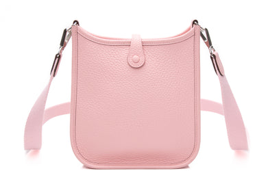 HERMES Rose Sakura Evelyne TPM Clemence Leather Palladium Hardware