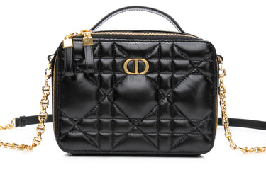 DIOR Caro Box Bag Black Quilted Macrocannage Calfskin