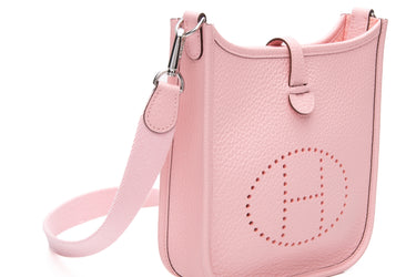 HERMES Rose Sakura Evelyne TPM Clemence Leather Palladium Hardware