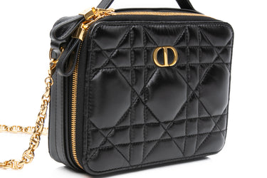 DIOR Caro Box Bag Black Quilted Macrocannage Calfskin