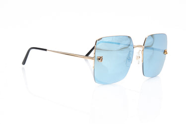 CARTIER Semi Rimless Tiger Gold Square Sunglasses (New)