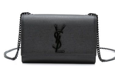 SAINT LAURENT Grain De Poudre Medium Black Classic Monogram Kate Crossbody Bag (New)