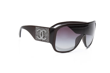 CHANEL Purple Acetate Crystal CC Shield Sunglasses