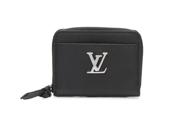 LOUIS VUITTON Black Noir Calfskin Lockme Zippy Coin Purse