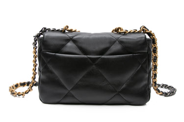 CHANEL Black Lambskin Quilted Chanel 19 Flap Bag