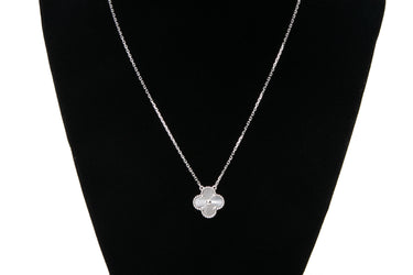 Van Cleef & Arpels Vintage Alhambra pendant Guilloché 18K White Gold Necklace
