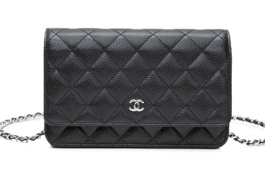 CHANEL Black Caviar Quilted Wallet On Chain WOC