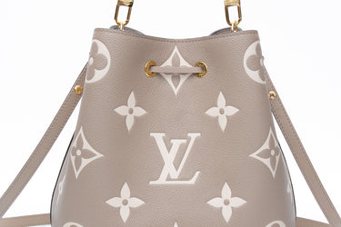 LOUIS VUITTON NeoNoe MM Bicolor Monogram Tourterelle Gray/Cream Empreinte Leather