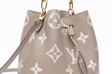 LOUIS VUITTON NeoNoe MM Bicolor Monogram Tourterelle Gray/Cream Empreinte Leather