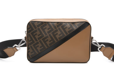 FENDI Brown Zucca Bicolore Medium Diagonal Camera Case