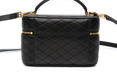 SAINT LAURENT Black Lambskin Quilted Gaby Mini Vanity Case Crossbody Bag (New)