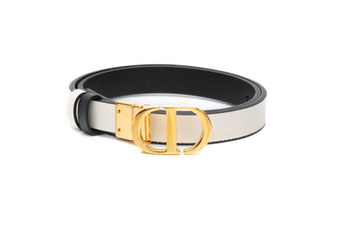 DIOR Black and Latte Smooth Calfskin 30 Montaigne Reversible Belt 20 MM Sz 75