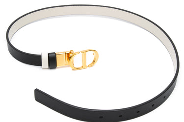DIOR Black and Latte Smooth Calfskin 30 Montaigne Reversible Belt 20 MM Sz 75