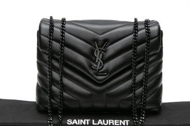 SAINT LAURENT Black Small LouLou Calfskin Shoulder Crossbody Bag