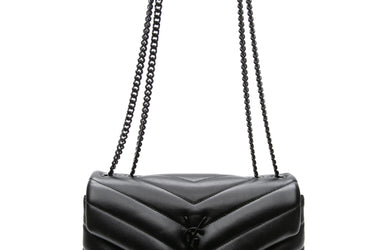 SAINT LAURENT Black Small LouLou Calfskin Shoulder Crossbody Bag