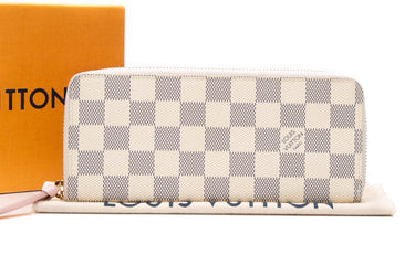 LOUIS VUITTON Rose Ballerine Damier Azur Clemence Wallet