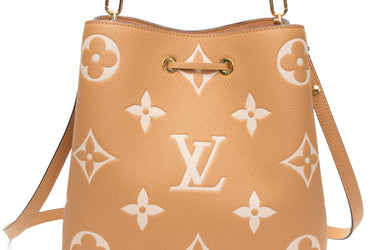 LOUIS VUITTON NeoNoe MM Bicolor Monogram Giant Empreinte Beige Arizona