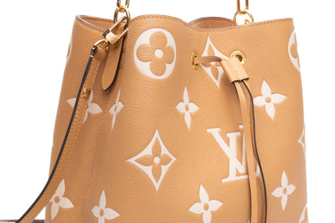 LOUIS VUITTON NeoNoe MM Bicolor Monogram Giant Empreinte Beige Arizona