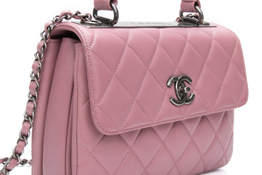 CHANEL Mauve Pink Lambskin Quilted Trendy CC Top Handle Flap Crossbody Bag