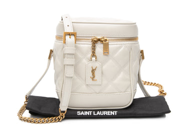 SAINT LAURENT Crema Soft 80's Grain de Poudre Leather Quilted Vanity Bag