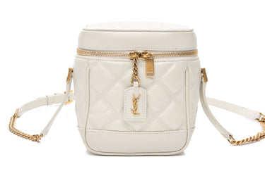 SAINT LAURENT Crema Soft 80's Grain de Poudre Leather Quilted Vanity Bag