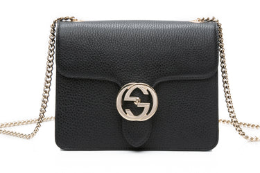GUCCI Black G Dollar Calfskin Interlocking Chain Crossbody Bag