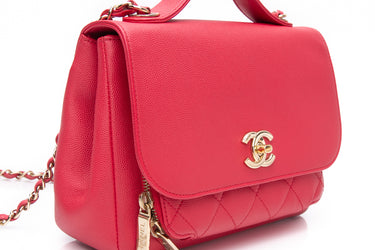 CHANEL Small Raspberry Caviar Quilted Business Affinity Flap Bag