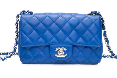 CHANEL Blue Quilted Lambskin Leather Classic Rectangular Mini Flap Bag