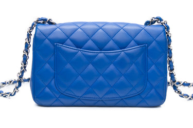 CHANEL Blue Quilted Lambskin Leather Classic Rectangular Mini Flap Bag