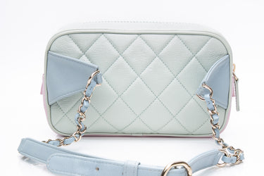 CHANEL Pastel Green Blue Pink Goatskin Quilted Waist Bag