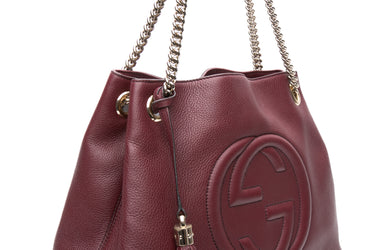 GUCCI Medium Soho Burgundy Leather Hobo