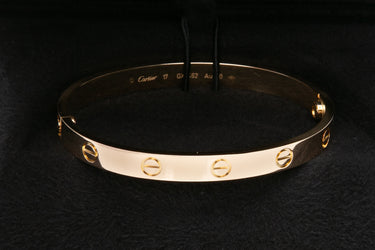 CARTIER 18K Yellow Gold Love Bracelet Sz 17