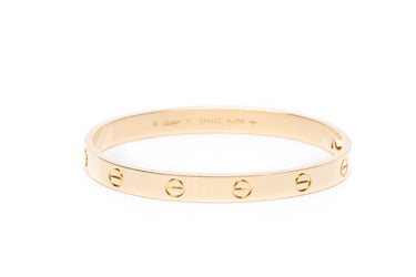 CARTIER 18K Yellow Gold Love Bracelet Sz 17