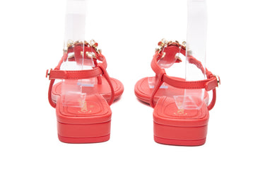 CHANEL Coral CC Heart Thong Sandals 37.5 (New)