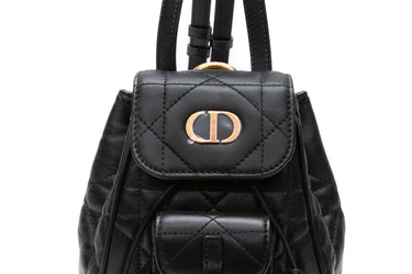 DIOR Black Macrocannage Lambskin Caro Nano Backpack (New)