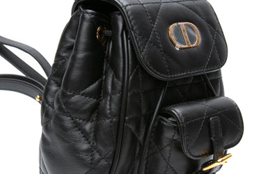 DIOR Black Macrocannage Lambskin Caro Nano Backpack (New)