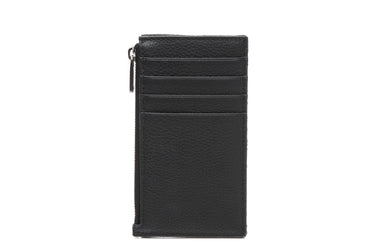 DIOR Black Dior Oblique Jacquard and Black Grained Calfskin Zipped Card Holder with Split Ring (New)
