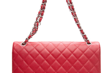 CHANEL Red Caviar Quilted Maxi Single Flap Bag