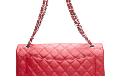 CHANEL Red Caviar Quilted Maxi Single Flap Bag