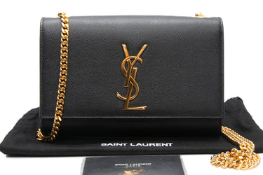 SAINT LAURENT Black Small Grain De Poudre Classic Monogram Kate Crossbody Bag
