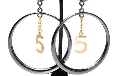 CHANEL Vintage Number 5 Dangle Clip On Earrings