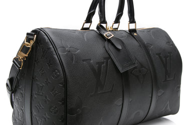 LOUIS VUITTON Black Monogram Empreinte Giant Leather Keepall Bandoulière 45