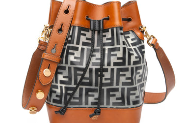 FENDI Black Cuoio TPU FF Vitello Aura F is Fendi Grande Mon Tresor Bucket Bag