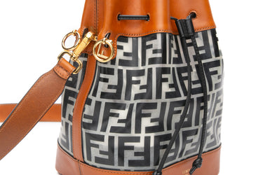 FENDI Black Cuoio TPU FF Vitello Aura F is Fendi Grande Mon Tresor Bucket Bag