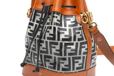 FENDI Black Cuoio TPU FF Vitello Aura F is Fendi Grande Mon Tresor Bucket Bag