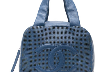 CHANEL Blue Caviar Perforated Bowler Bag