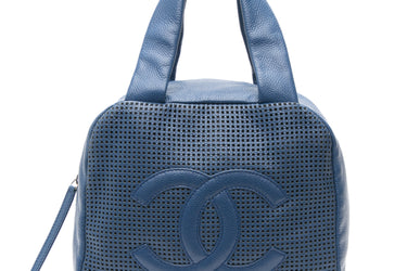 CHANEL Blue Caviar Perforated Bowler Bag