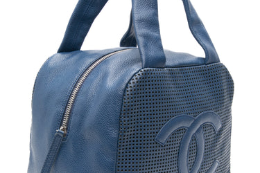 CHANEL Blue Caviar Perforated Bowler Bag